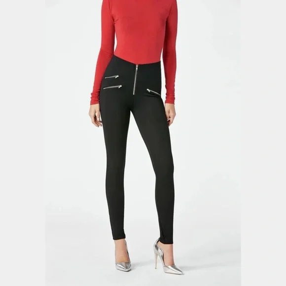 Zara Black High Waist Zipper Detail Leggings - Picture 1 of 4